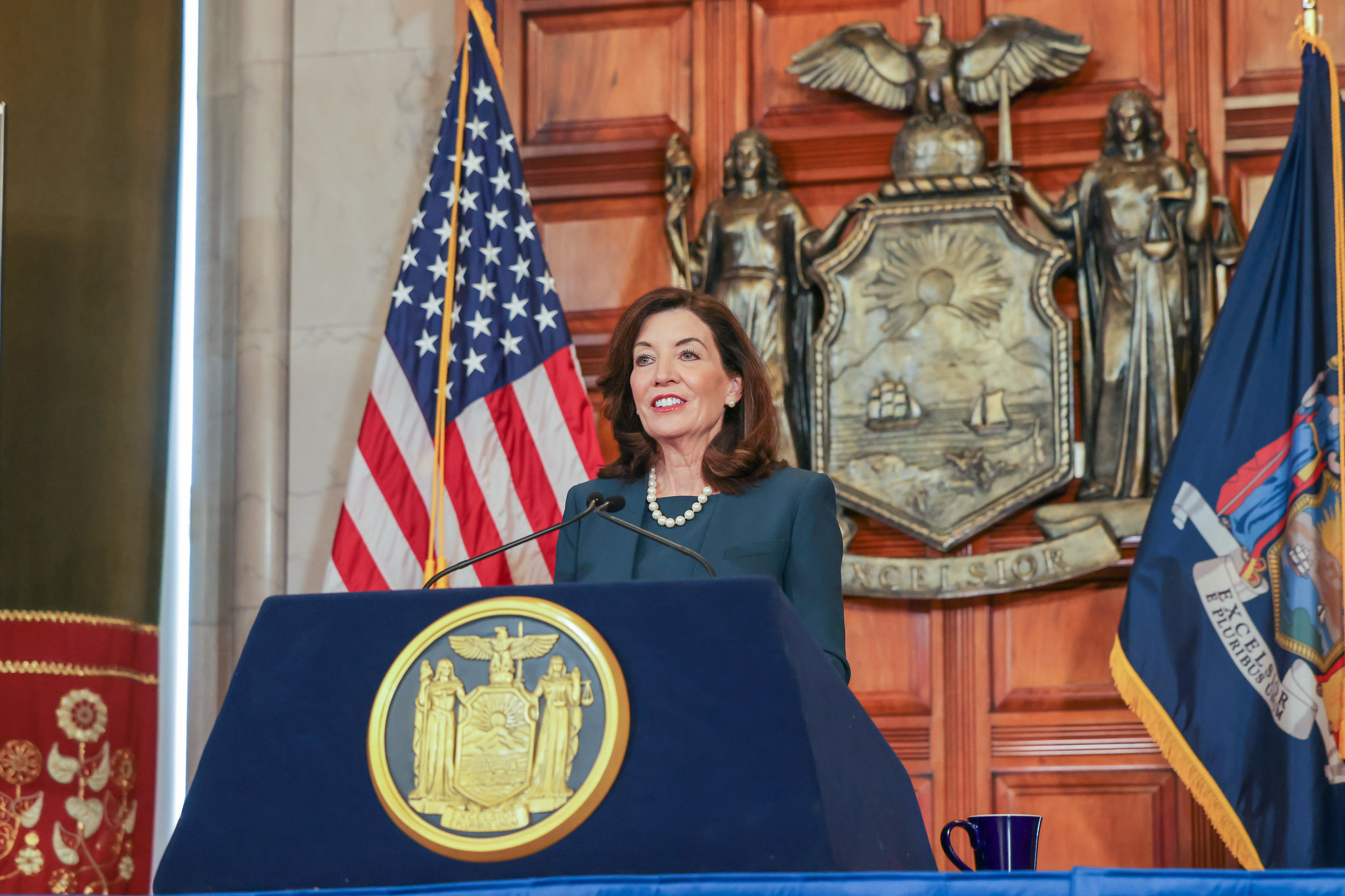 Gov. Kathy Hochul’s budget proposal worth $227 Billion from New York State budget surplus to help bail out the city’s ailing subway system and address the migrant crisis.