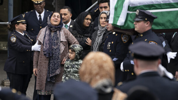 Friends, family, and fellow officers gathered at the Makki Masjid Muslim Community Center for the final farewell of NYPD officer Adeed Fayaz, who died after being shot dead in a Facebook marketplace robbery.