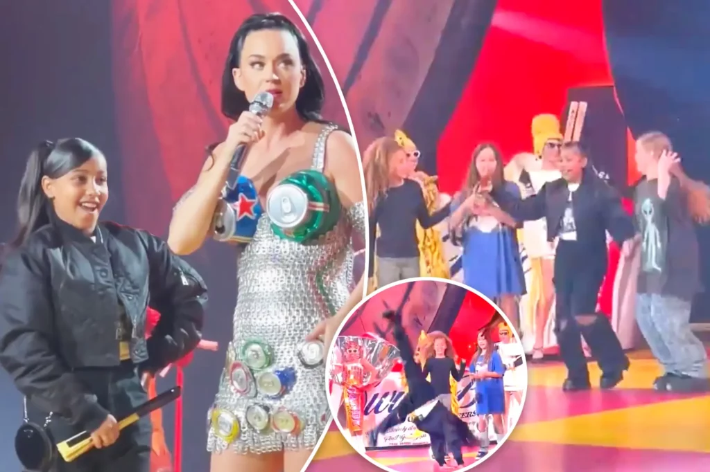 Katy Perry invited Kim Kardashian’s daughter North West on stage during her Las Vegas performance.