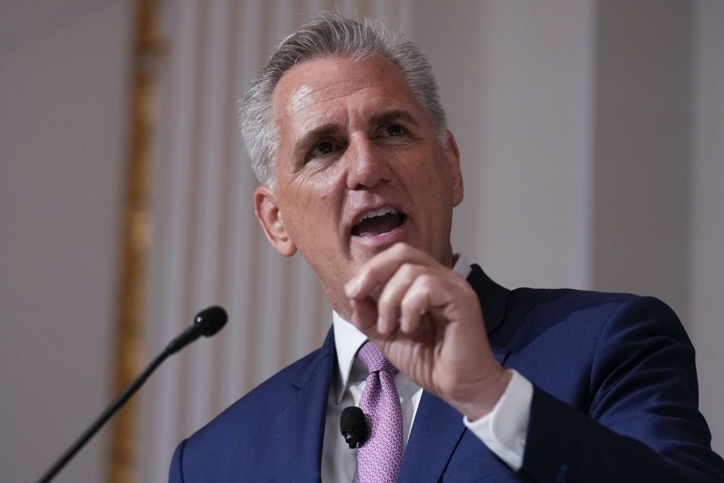 Republican House Speaker Kevin McCarthy appears to the House Republicans to resume his debt ceiling plan.